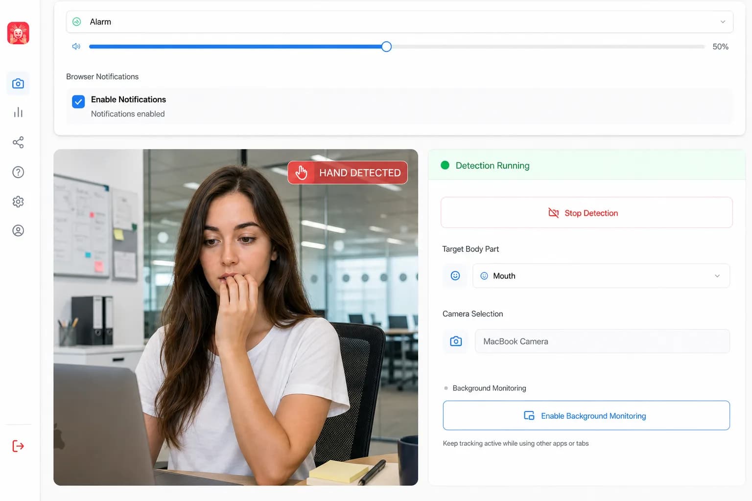Leave Your Face Alone detection interface preview